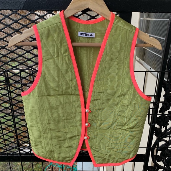 Batsheva Jackets & Blazers - Batsheva Quilted Vest in Meadow Green